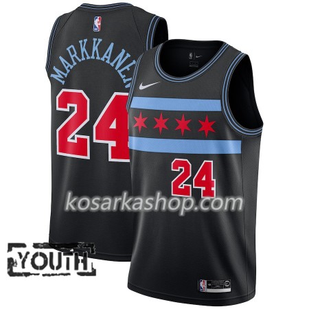 Dres Chicago Bulls Lauri Markkanen 24 Nike 2018-19 City Edition Crna Swingman - Dječji